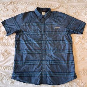 Patagonia Long Haul Western Blue Plaid Men's Casual Shirt Snap Buttons